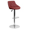 thumbnail image 1 of Contemporary Burgundy Vinyl Bucket Seat Adjustable Height Barstool with Diamond Pattern Back and Chrome Base, 1 of 9