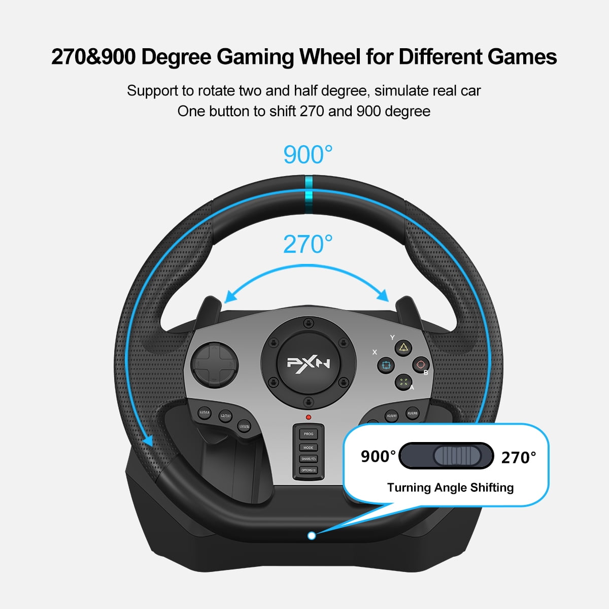 PXN V9 PC Steering Wheel with Pedals and Shifter 270/900 Degree Gaming  Racing Wheel for PC,PS4,PS3,Xbox One, Xbox Series X/S,N-Switch (NOT Support