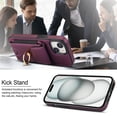thumbnail image 3 of SaniMore for iPhone 15 Case with Metal Rotating Ring Kickstand RFID Blocking Card Slots PU Leather Anti-scractch Wear-resitant Shockproof Wallet Cover for iPhone 15(6.1" 2023), Purple, 3 of 9