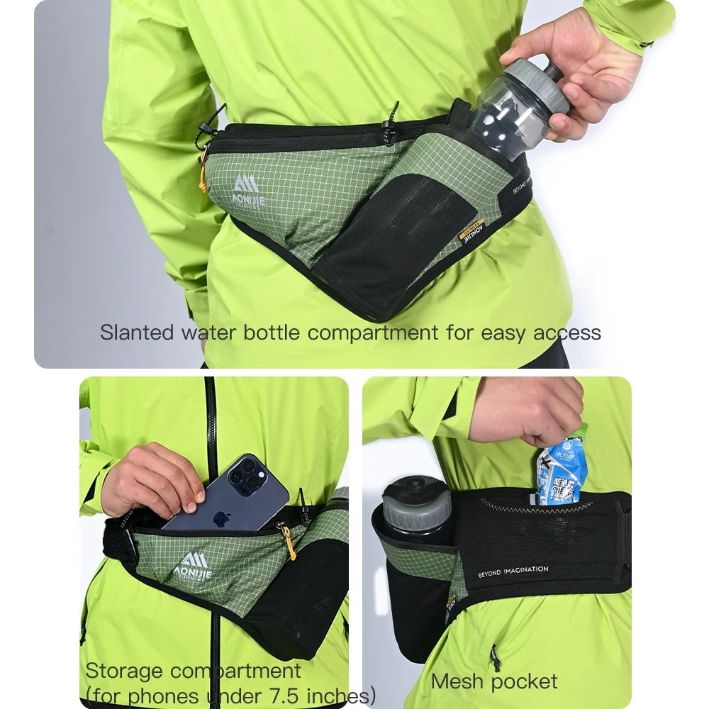 AONIJIE Lightweight Running Belt with Water Bottle - Hands-free Waist Pack for Women & Men - Perfect for Hiking, Marathon & Outdoor Sports - Fits Phone & Essentials
