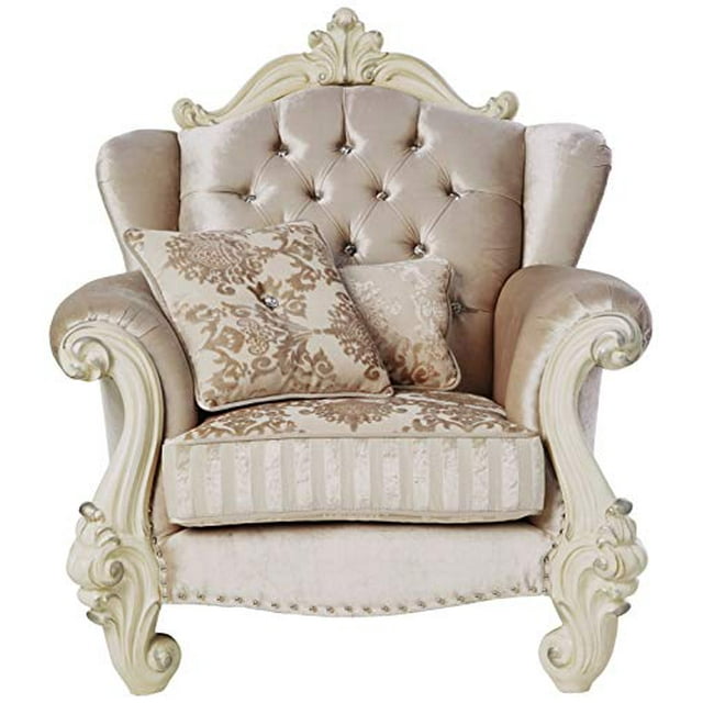 ACME Chaise Versailles en Velours Ivoire avec 2 Oreillers