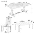 thumbnail image 6 of Farmhouse Dining Table Set for 6, 72"  Wood Rectangular Table, 4 Upholstered Dining Chairs with Bench, Retro Solid Wood 6-Piece Kitchen Table Set, for Dining Room,Gray, 6 of 9