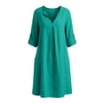 thumbnail image 7 of Horkkom Mini Dresses for Women Summer V Neck Long Sleeve Sundresses Solid Color Loose Casual Beach Dresses with Pockets S, 7 of 7