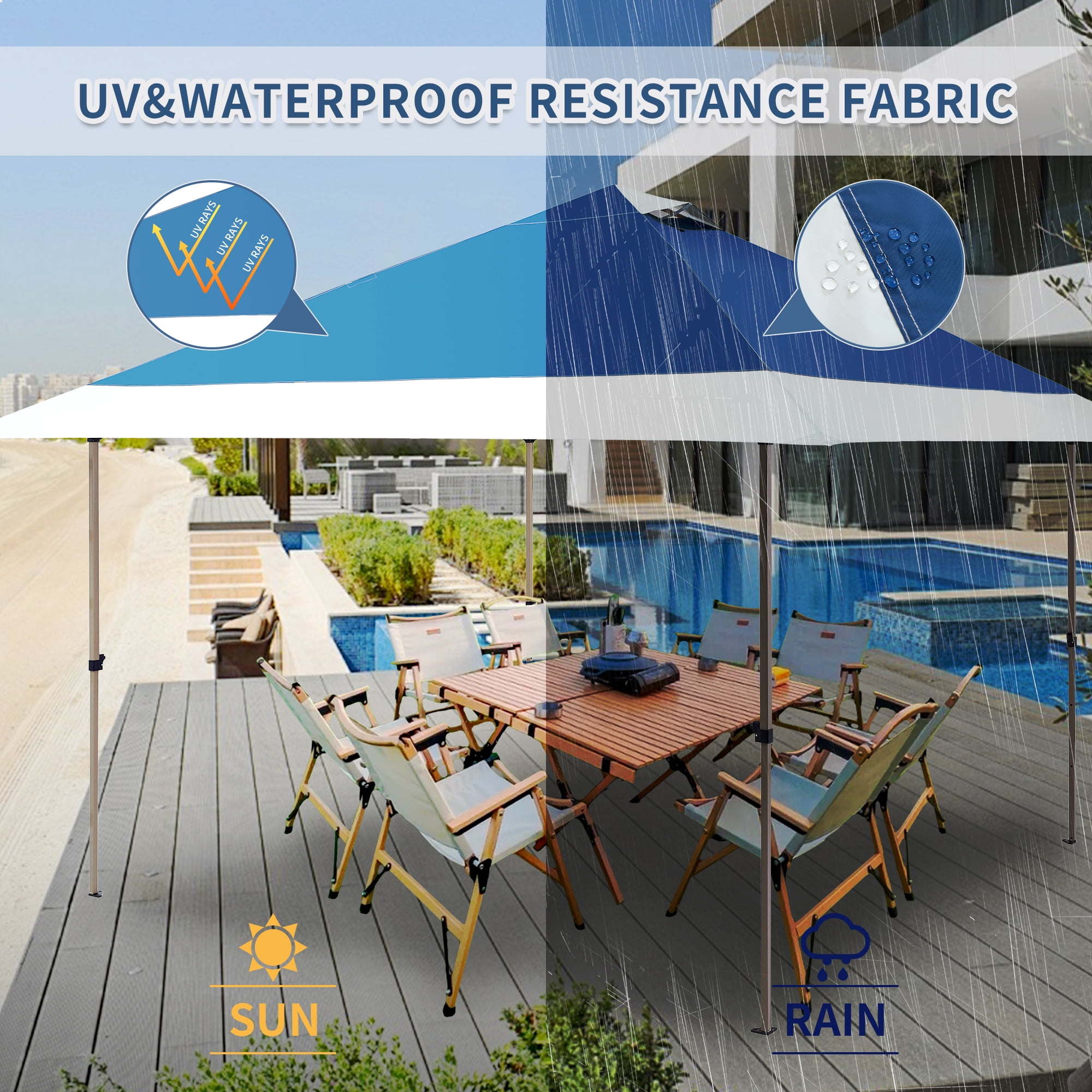 M8TRX 13'x13' Easy Lift Instant Outdoor Pop-up Canopy with Auto Extending Eaves, Navy