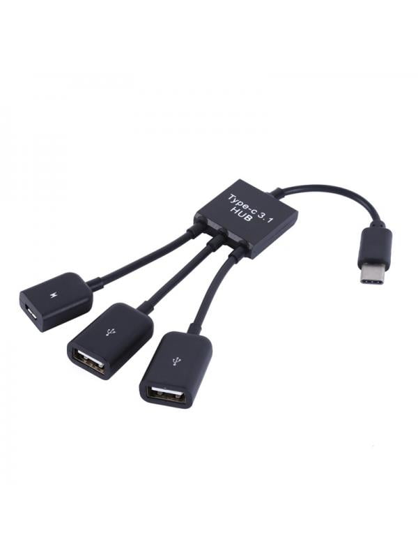 3 in 1 USB Type C High Speed 3 Port USB 2.0 Mini Cable Hub Splitter Adapter Lysee Data Cables