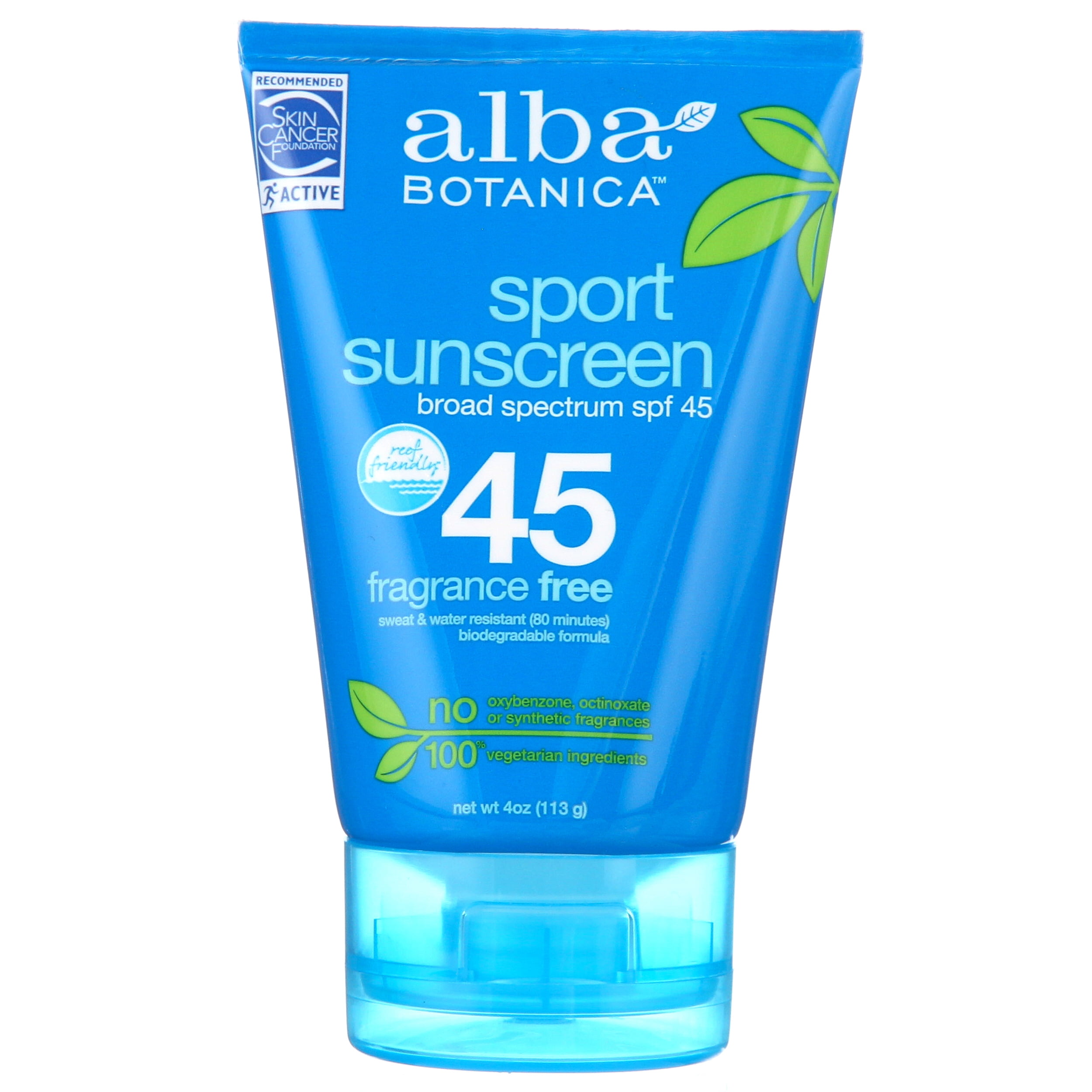 Alba Botanica Fragrance Free Sport SPF 45 Sunscreen, 4 oz.