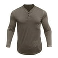 thumbnail image 6 of Dagegui Men's Henley Shirts Long Sleeve V Neck Button T-Shirts Plain Slim Fit Basic Pullover Tops Solid Color Casual Daily Shirt Fall Tees Khaki M, 6 of 6