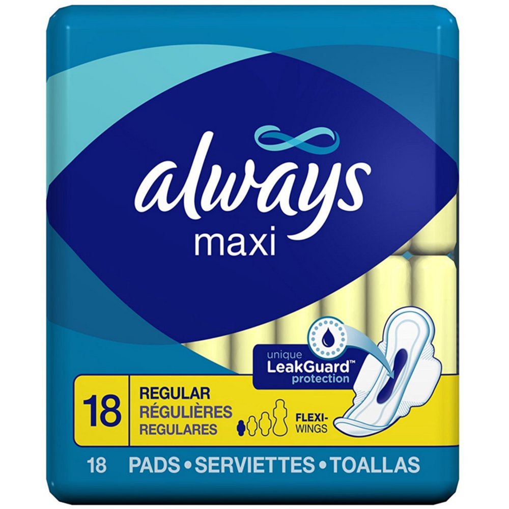 3 Pack Always Maxi Regular With Wings, Unscented Pads 18 ea Walmart