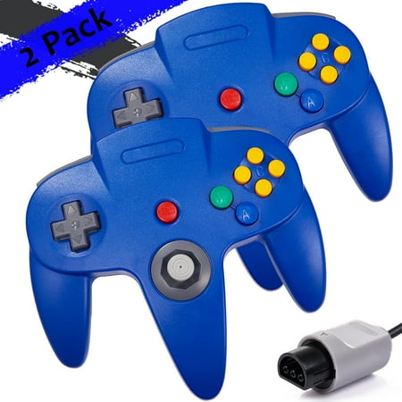 2Pack N64 Controller, iNNEXT Classic Retro Wired Controllers Gamepad Controller Joystick for N64 Console Video Games System(Blue)