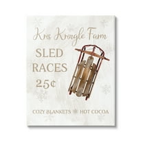 Stupell Industries Sled Races Holiday Sign Holiday Painting Gallery Wrapped Canvas Art Print Wall Art, 24 x 30