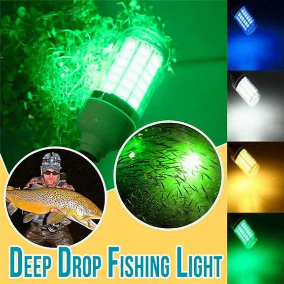 Led Fishing Light, 12v Submersible Underwater Lamp, Portable Clip on Design, for Night Fishing, Boats, Docks, and Summer Activities, FAJHHA | Blue