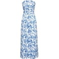 thumbnail image 2 of Women's Summer Tropical Leaf Print Maxi Dress, Strapless Ruched Waist Sleeveless Flowy Long Dresses for Beach Vacation, 2 of 5