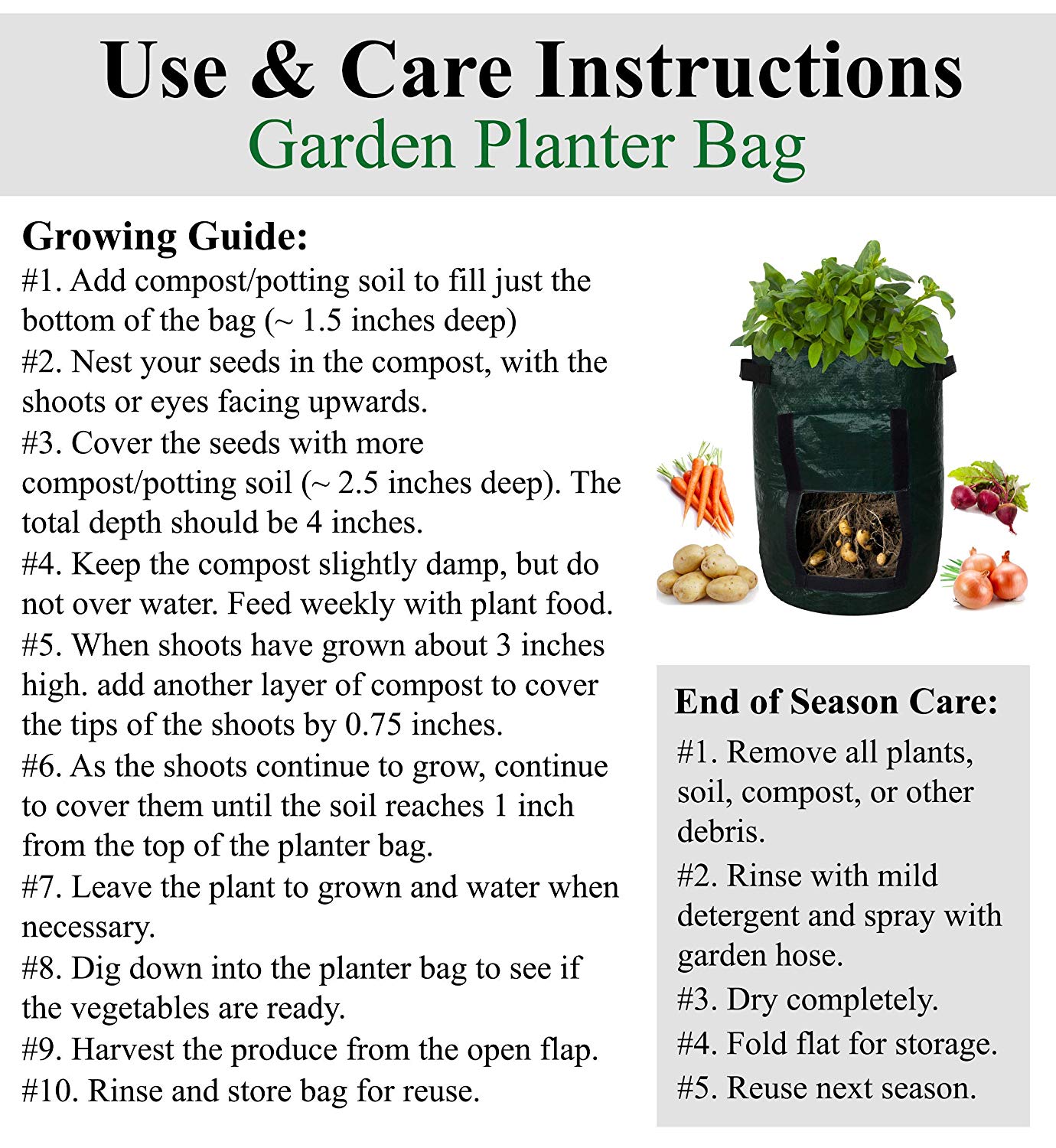 Pots Planters Container Accessories Potato Grow Bags Gallon Garden Vegetable Fabric Planters Bag For Planting Potato Carrot Peanut Onion A Grow Bags