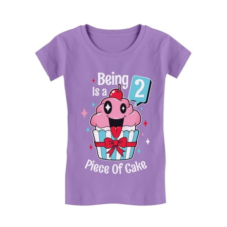 

Gift for 2 Year Old Girl 2nd Birthday Funny Cupcake Infant Girls Fitted T-Shirt 3T Lavender
