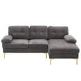 thumbnail image 2 of 85" Sectional Sofa, Modern L-Shape Modular Sectional Sofa, Three-Seat Sleeper Couch with Chenille Fabric and Metal Feet for Living Room, Apartment, Office, Dark Gray, 2 of 7