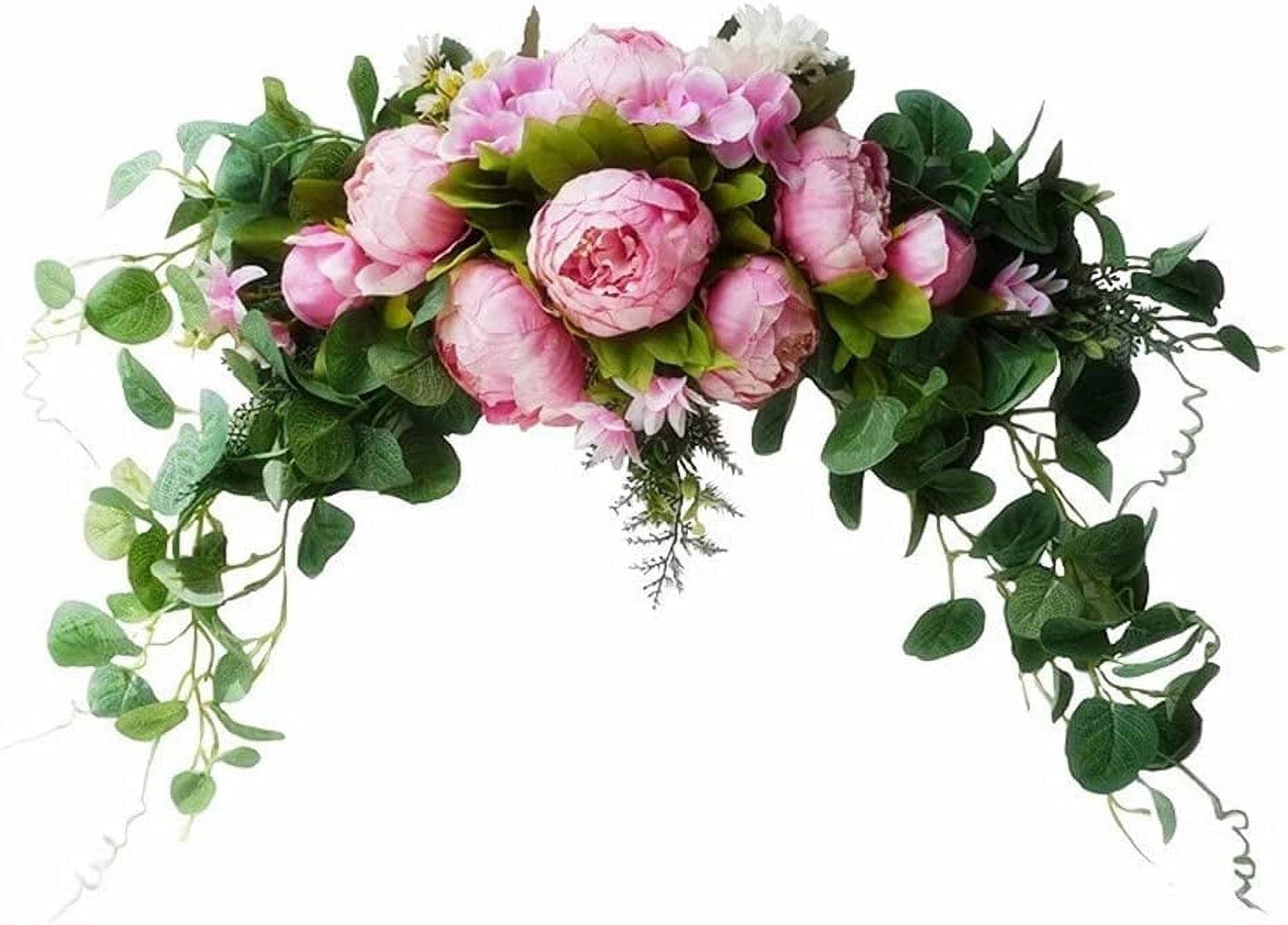 HAOSHICS Artificial Floral Peony Swag Fake Silk Flowers Swag Colorful Mixed Spring Floral Swag with Rose for Wedding Arch Table Centrepiece Hanging Home Mirror Wall Decor (Rose Red)