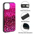 thumbnail image 2 of FINCIBO Soft Rubber Protector Cover Case for Apple iPhone 14 6.1" 2022, Hot Pink Glitter Sparkle With Black Pink Glitter Leopard, 2 of 5