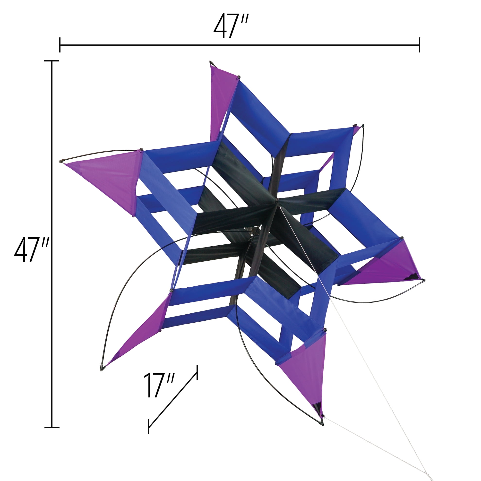 In the Breeze 3391 — Shadow Cosmic Hex Kite — Colorful, Easy-Flying Cellular Kite; Kite Line Included