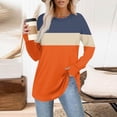 thumbnail image 2 of Hinvhai Long Sleeve Shirts for Women Plus Size Spring Fall Round Neck Thumb Hole Tunics Tops Oversized Blouse Dressy Casual Orange S(S), 2 of 5