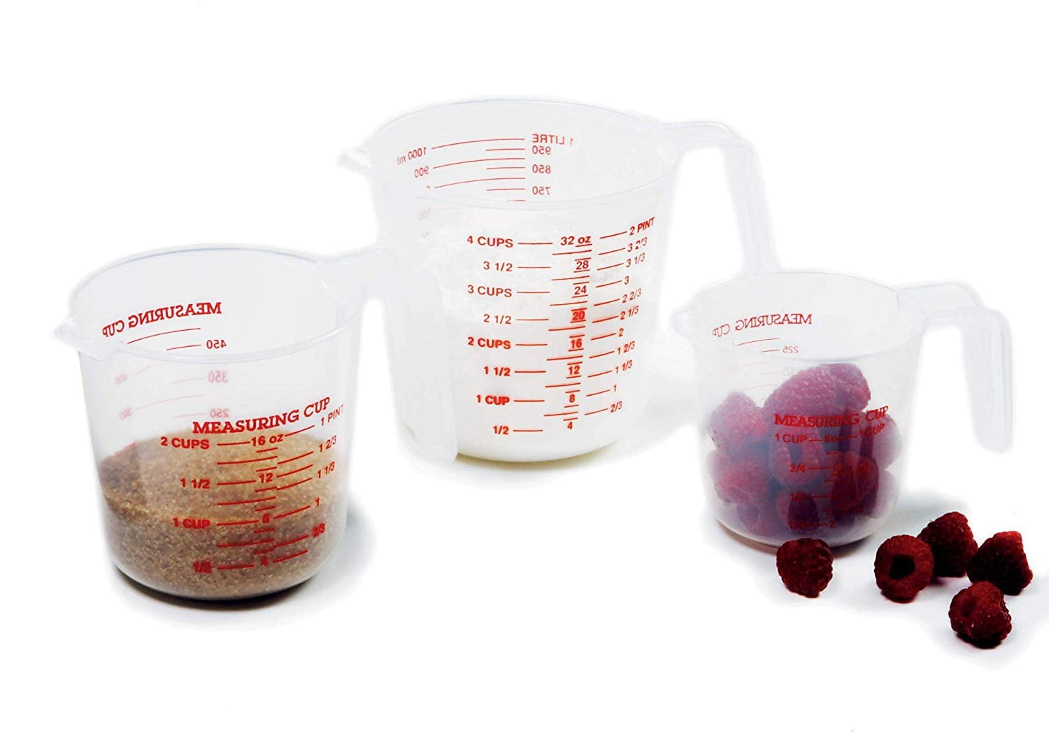 Norpro 1 Plastic Measuring Cup, Multicolored 1 cup, 2 cup, 4 cup Volume (3  Pack)