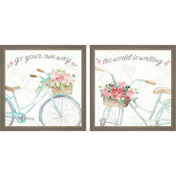 Great Art Now Boho Ride no Eiffel Tower by Dina June, 2 Piece Framed Art Set Each 13"W x 13"H