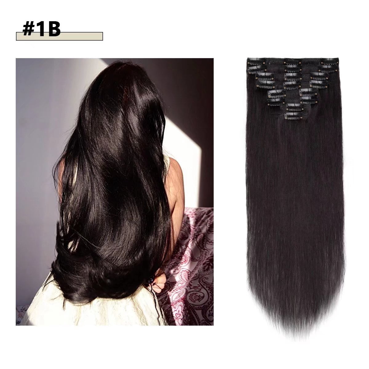 MY-LADY Clip in 100% Remy Human Hair Extensions 8Pcs Full Head Weft Highligh Hairpiece Balayage Blonde Long Straight