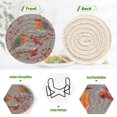 thumbnail image 6 of 6 Pcs Drink Coasters with Holder 3.94in Woven Coasters for Drinks Red Berries and Robin Birds Coaster Set for Protection Table, 6 of 7