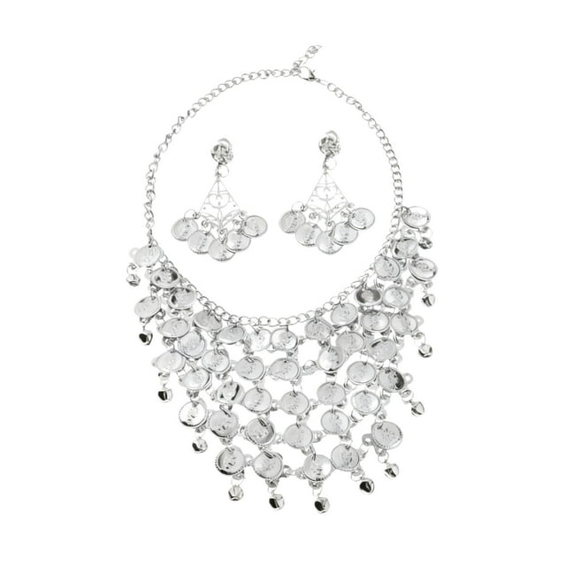 Conjunto de 2 joyas elegantes y ligeras para mujer, conjunto de joyas tradicionales indias de aleación. Pendientes de clip