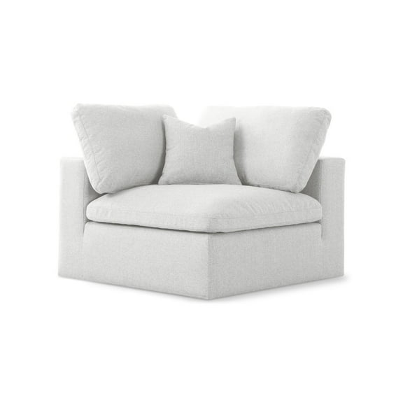 Meridian Furniture Serene Cream Linen Textured Fabric Deluxe Comfort Modular Corner Chair