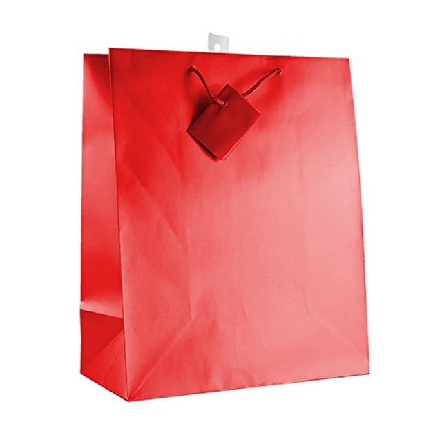 Paper Impression Sacs Cadeaux Unis 12 Pcs, Mat Laminé, Couleur Rouge