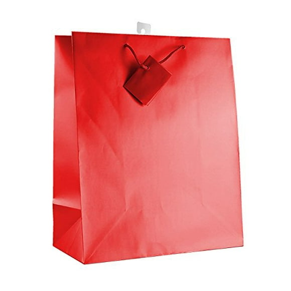 Paper Impression Sacs Cadeaux Unis 12 Pcs, Mat Laminé, Couleur Rouge