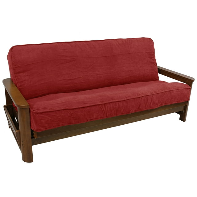 Housse de Futon Pleine en Microsuède Uni à Double Cordon de 8 à 9 Po - Rouge Cardinal