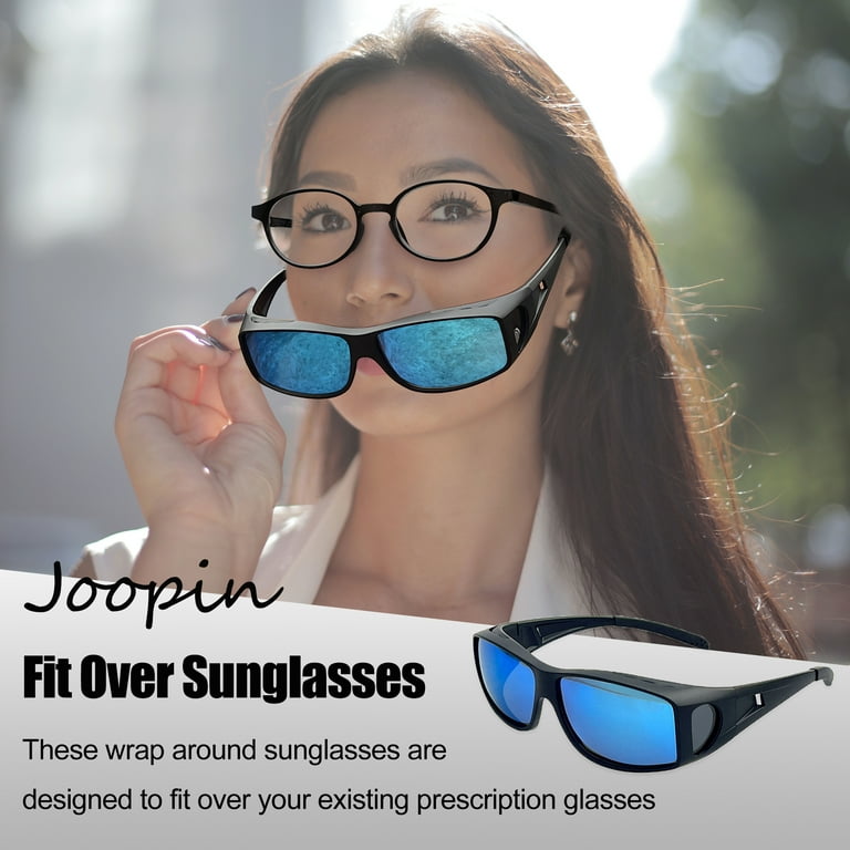 Joopin Polarized Sunglasses Fit Over Glasses for Men Women, Wrap Around Sunglasses UV400 Protection for Driving, Women's, Size: One size, Blue