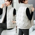 thumbnail image 2 of Htigea Women's Puffer Quilted Vest Lightweight Stand Collar Sleeveless Jackets Casual Zip Up Coats with Pockets Beige XXL, 2 of 8