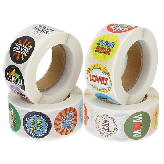 Toyandona Motivational Reward Stickers for Kids Classroom Decor Assorted Colors Safe Paper Stickers 4 Rolls