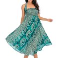 thumbnail image 2 of SWSMCLT Women's Long Skirts Tie Front Skirt Bohemian Summer Dress Gypsy Indian Maxi High Waist Flowy Hippie Boho Elephant Printed Dresses Elastic Waist Green One Size, 2 of 5