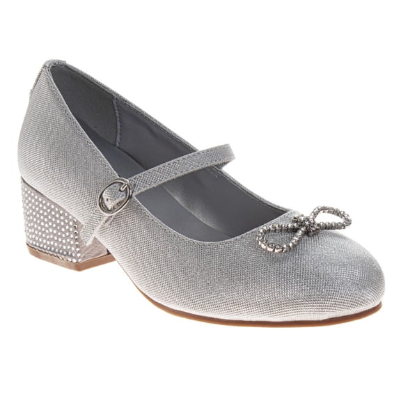 Badgley Mischka Girls Dress Shoes (Little Kids, Sizes 11–4), Silver, Size: 3