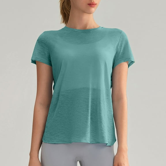 SHITINN Women's Casual Loose Fit Round Neck Short Sleeve T Shirt with Back Cutout for Daily Wear Short Sleeve Tunic Tops for Women Womens Shirts Summer Womens Casual Tops