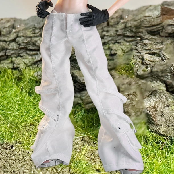 Pantalones cargo a escala 1/12, ropa para figuras de acción, escena fotográfica, regalo, juego de simulación, accesorios de disfraz para muñecas, ropa Blanco