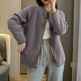 thumbnail image 3 of Sexlip Women Fleece Jacket Winter Bomber Long Sleeve Faux Sherpa Fuzzy Casual Zip Up Coat Pocket Gray XXXL, 3 of 3