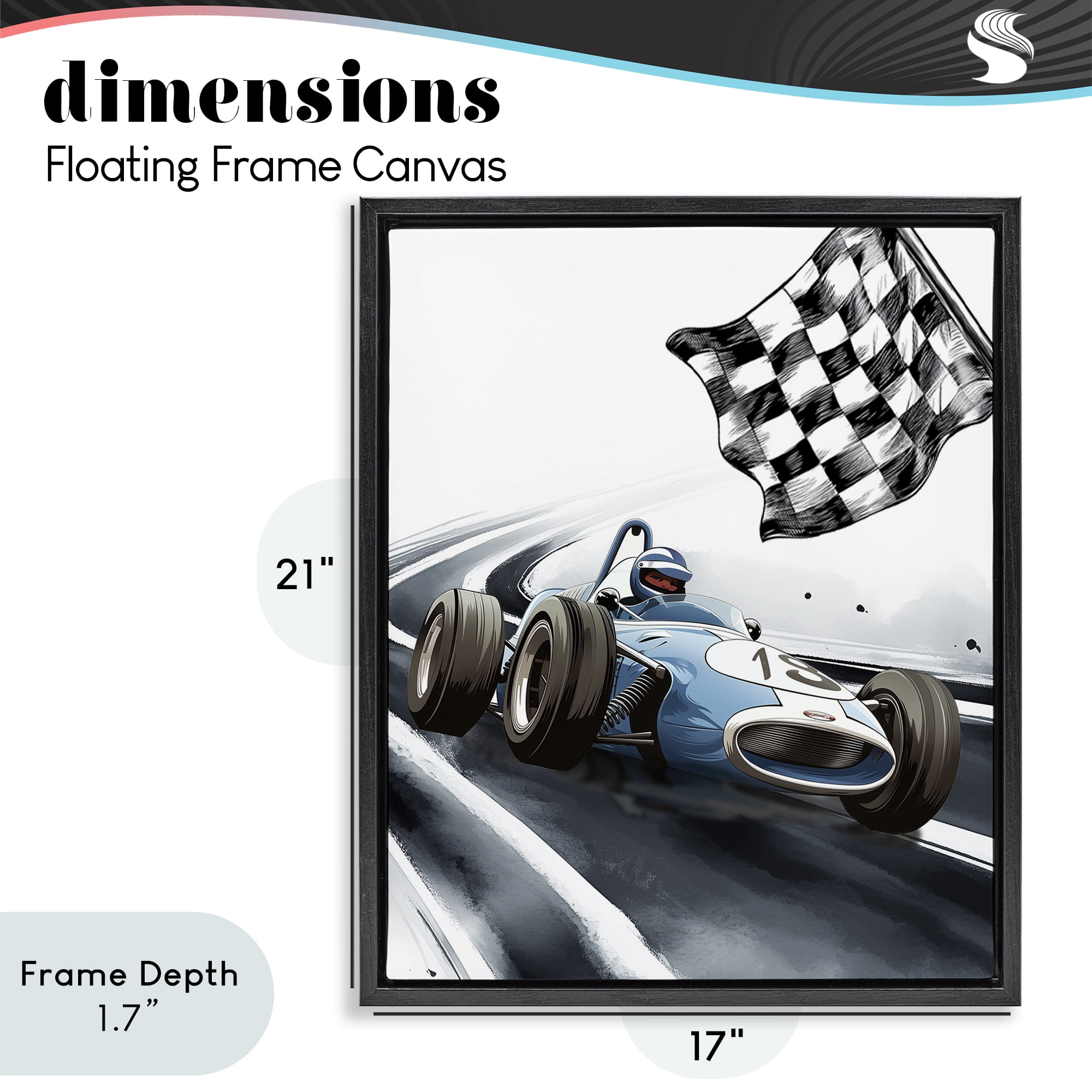 Stupell Industries Dynamic Racecar Driving Black Framed Floater Canvas Wall Art, design by Christine Simpson Art