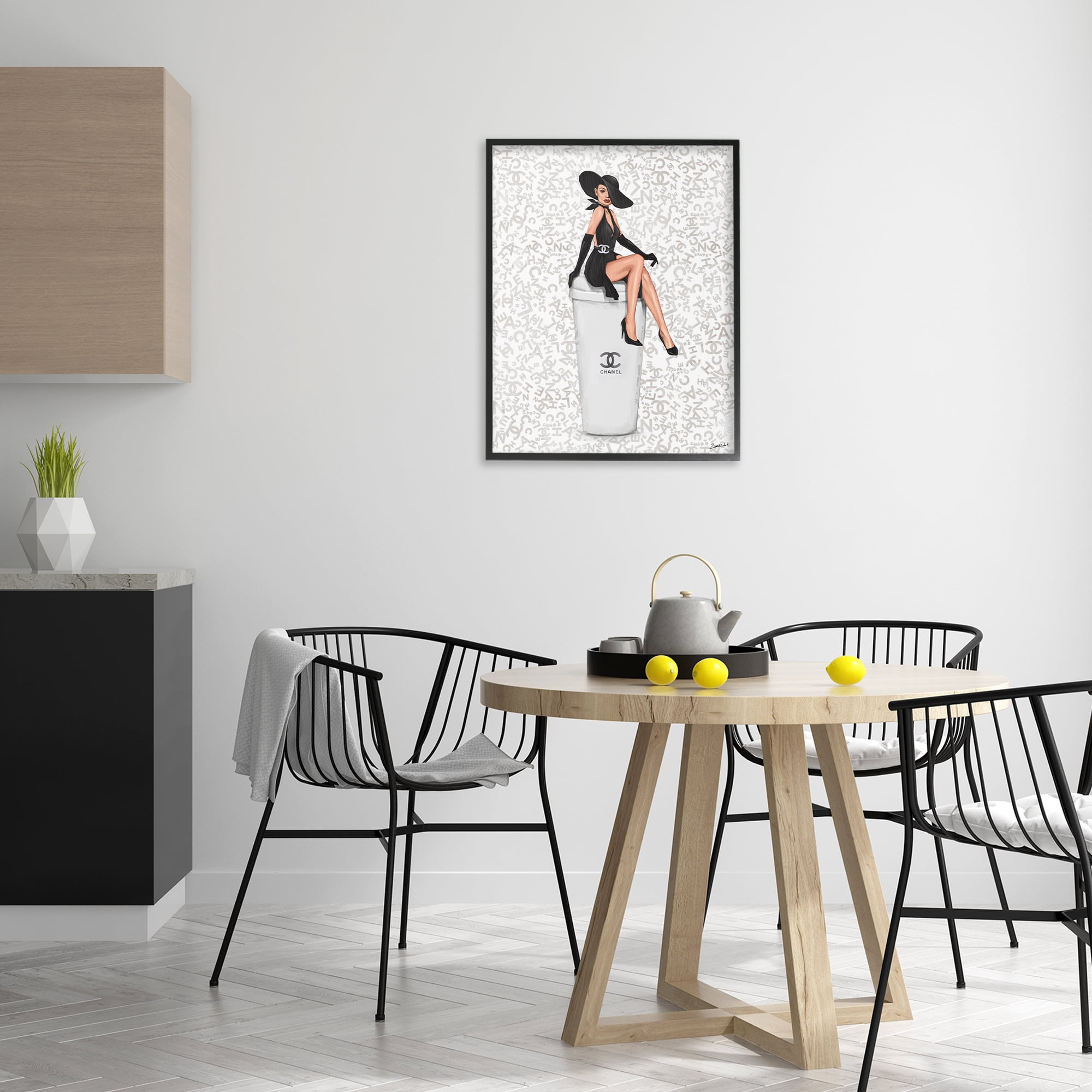Stupell Industries Lavish Woman & Coffee Beauty & Fashion Painting Black Framed Art Print Wall Art, 24 x 30