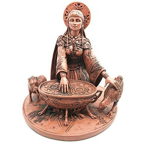 Celtic Goddess of Rebirth Inspiration Cerridwen Enchantress Figurine Magical Potion Cauldron Statue