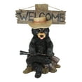 thumbnail image 3 of Ebros Mad Black Bear Holding Rifle 15"H Statue W/ Welcome or Go Away Plank Sign, 3 of 5