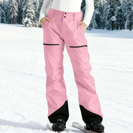 Moxiu Women s Snow Ski Hiking Pants Waterproof No Lined Softshell Lightweight Winter Snowboarding Outdoor Flare Pants Pink S