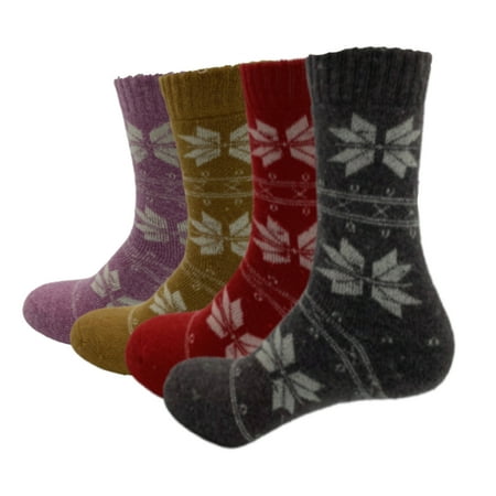 

4 Pairs of Women s Thermal Soft Comfort Thick Casual Warm Lamb Wool Crew Socks (Style 2)