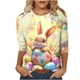 thumbnail image 1 of Camisetas de Pascua para Mujeres Impresas Cuello Redondo Suelto Tres Cuartos de Manga Sudadera Casual, 1 of 6