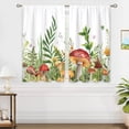 thumbnail image 3 of 2 Pcs Mushroom Sage Green Kitchen Curtains, Boho Wildflowers Botanical Plant Leaf Cafe Short Window Drapes for Bathroom Dining Laundry Room Tier Curtains, 56x40 Inch, 3 of 4