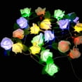 thumbnail image 5 of Valentine's Rose LED Lights, 20 LED Battery Operated String Romantic Flower White Rose with Green Leaves, 7ft Fairy Decorative Light Lamp, Wedding, Room, Garden, Patio, Festival Party Decor (Colorful), 5 of 12