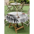 thumbnail image 4 of Outdoor Tablecloths with Umbrella Hole & Zipper, Summer Palm Leaves Round Tablecloth 54 Inch, Modern Botanical Fern Plants Black Gray Waterproof Table Cloth, Patio/Pool/Picnic Table Covers, 4 of 8